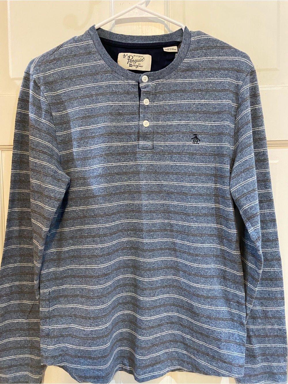 Original Penguin Blue Striped Long-Sleeve Henley